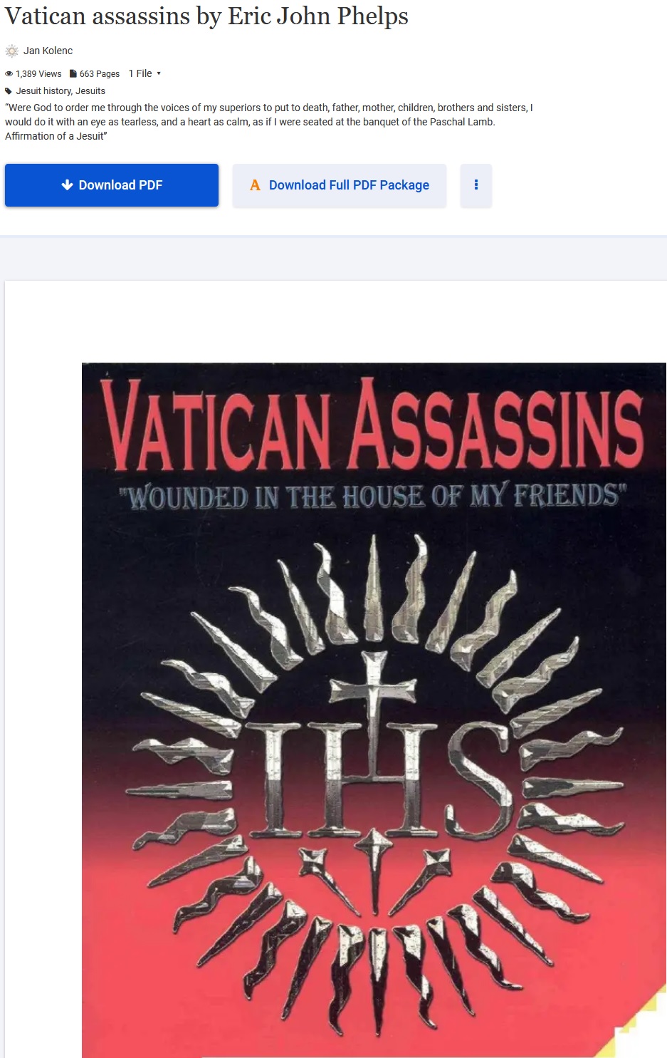 Eric Von Phelps Vatican Assassins wounded in the house of my friends.jpg